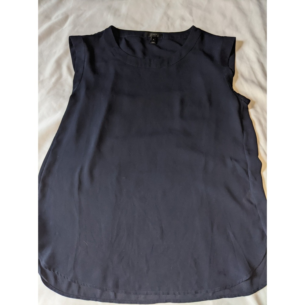 J. Crew Sleeveless Drapey Top Navy Blue Size 4 Blouse